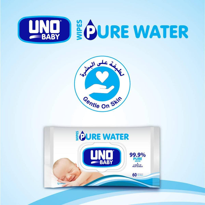 UNO Baby Pure Water Wipes 28 Wipes, White, Large - ZRAFH