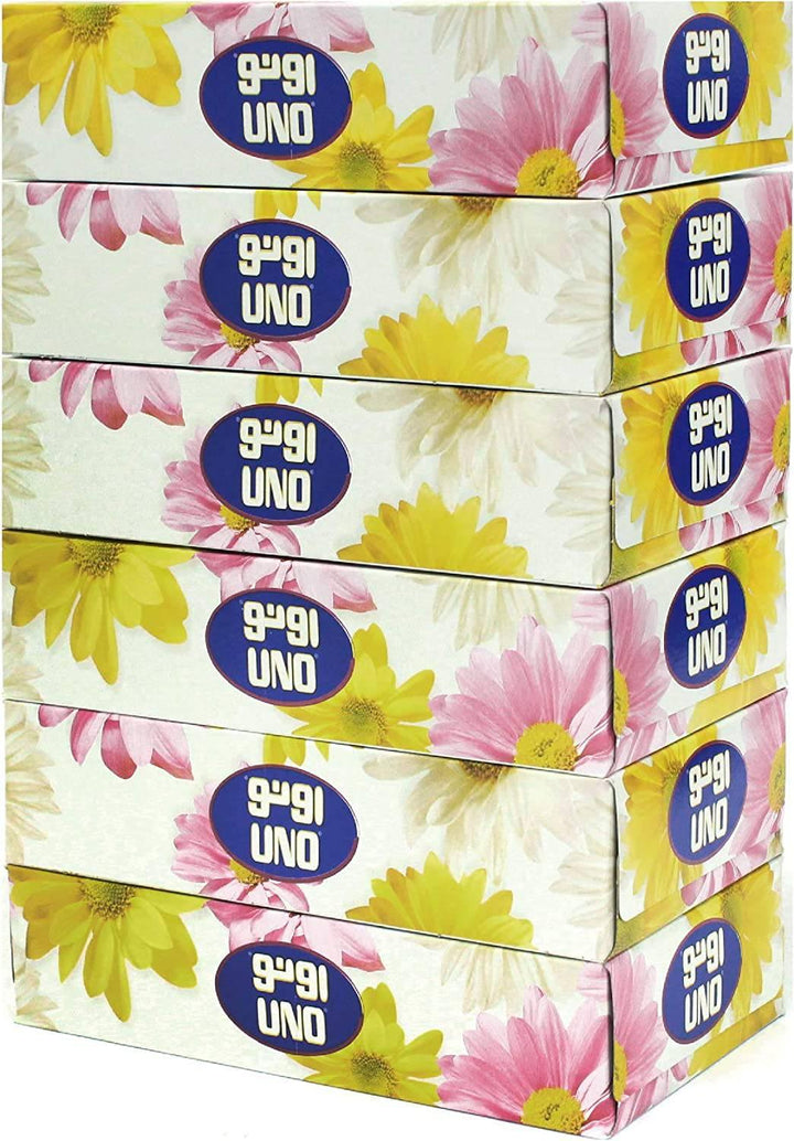 UNO Plus Hard-Pack Facial Tissue, 100 Sheets x 2 Ply,6 Pcs - ZRAFH