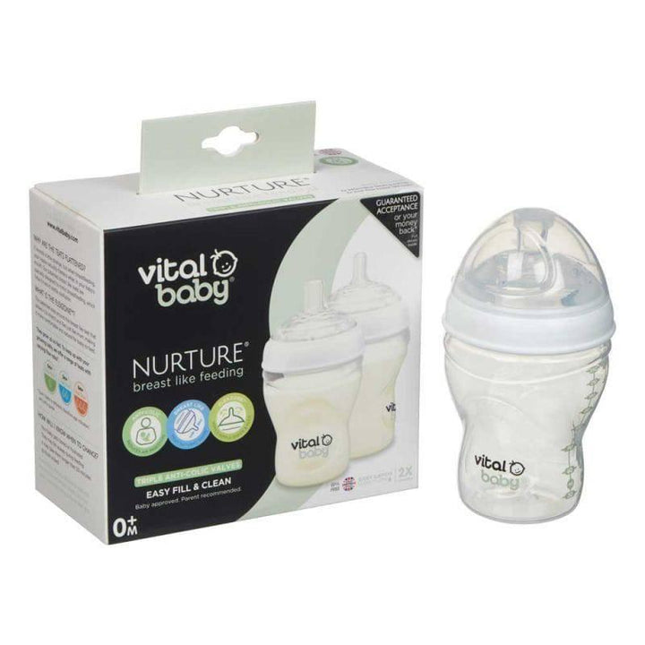 Vital Baby Nurture Breast-Like Feeding Bottles - 240 ml - 2 Pieces - ZRAFH