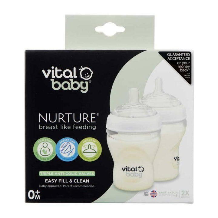 Vital Baby Nurture Breast-Like Feeding Bottles - 240 ml - 2 Pieces - ZRAFH