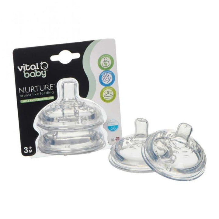 Vital Baby Nurture Breast-Like Feeding Teats Fast Flow 6+ Months - 2 Pieces - ZRAFH