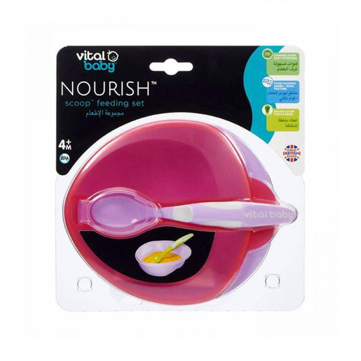 Vital Baby Nourish Fizz Scoop Feeding Set - 4+ Months - Red&Purple - ZRAFH