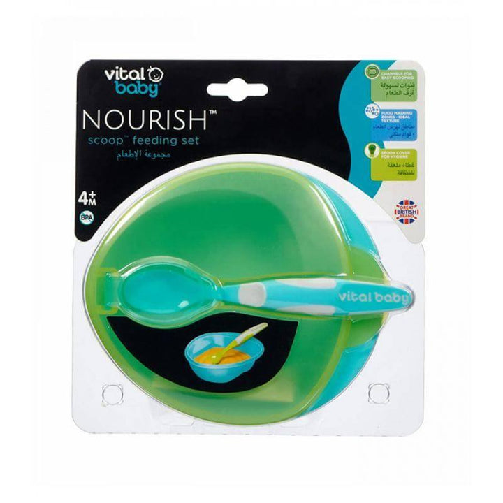 Vital Baby Nourish Pop Scoop Feeding Set - 4+ Months - Green&Blue - ZRAFH