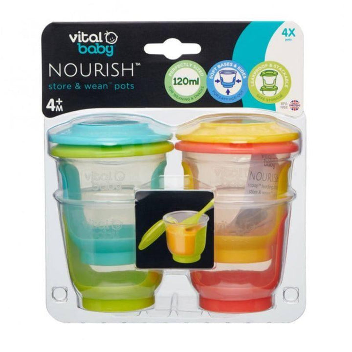 Vital Baby Nourish Store & Wean Pots 4+ Months - 120 ml - Multicolor - 4 Pieces - ZRAFH