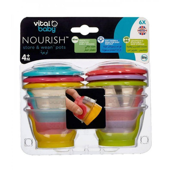 Vital Baby Nourish Store & Wean Pots 4+ Months - 60 ml - Multicolor - 6 Pieces - ZRAFH