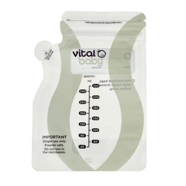 Vital Baby Nurture Easy Pour Breast Milk Storage Bags 250 ml - 30 Bag - ZRAFH
