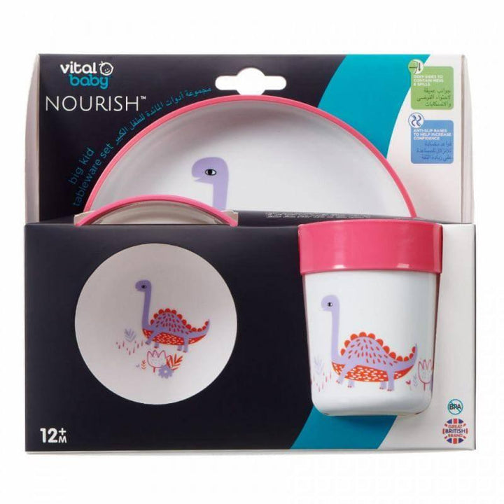 Vital Baby Nourish Baby Tableware Set Fizz 12+ Months - Pink - 3 Pieces - ZRAFH