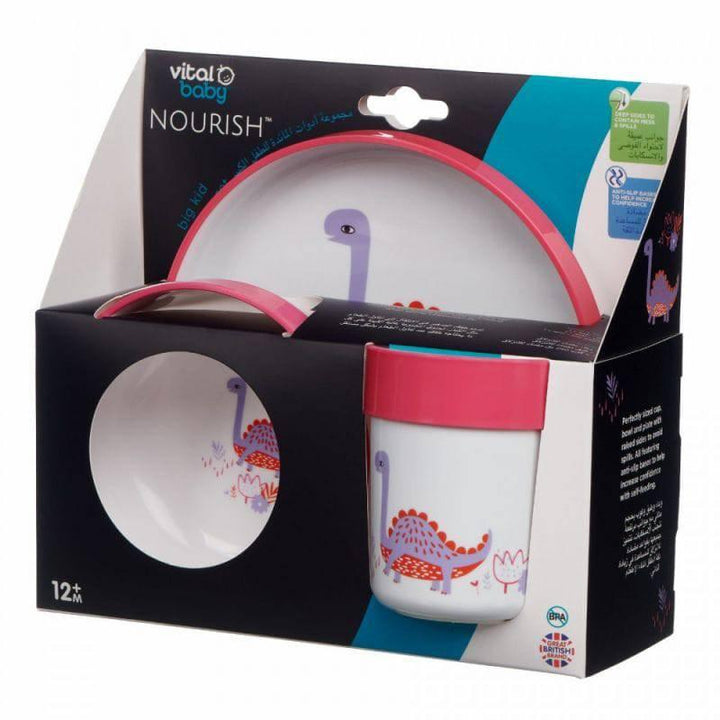 Vital Baby Nourish Baby Tableware Set Fizz 12+ Months - Pink - 3 Pieces - ZRAFH