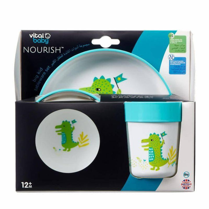 Vital Baby Nourish Baby Tableware Set Pop 12+ Months - Blue - 3 Pieces - ZRAFH