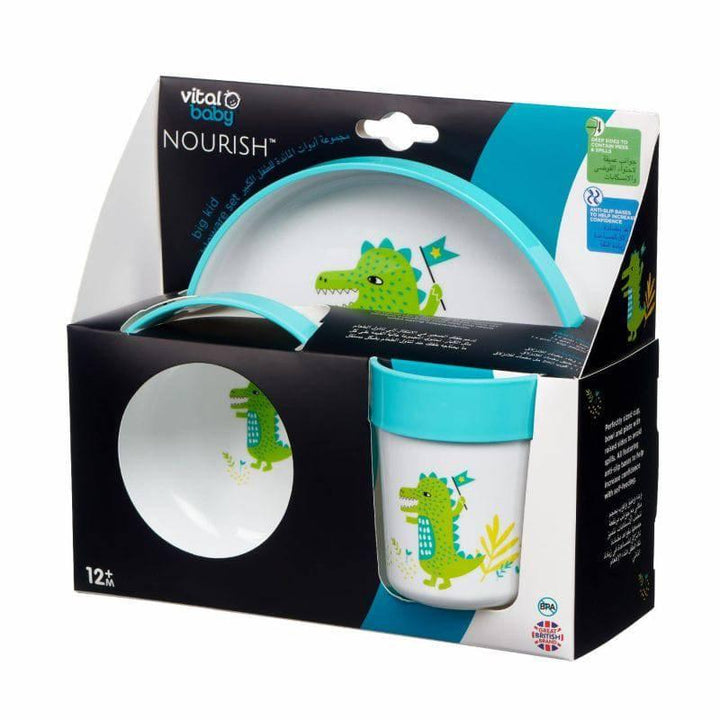 Vital Baby Nourish Baby Tableware Set Pop 12+ Months - Blue - 3 Pieces - ZRAFH