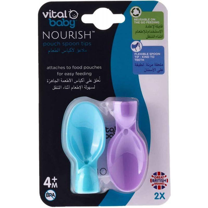 Vital Baby Nourish Pouch Spoon Tips 4+ Months - Blue&Purple - 2 Pieces - ZRAFH