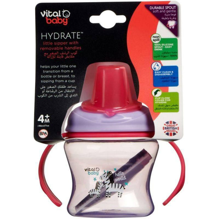 Vital Baby Hydrate fizz Little Sipper With Removable Handles 4+ months - 190 ml - Pink&Purple - ZRAFH
