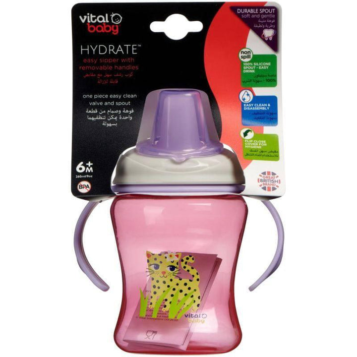 Vital Baby Hydrate fizz Little Sipper With Removable Handles 6+ months - 260 ml - Pink&Purple - ZRAFH