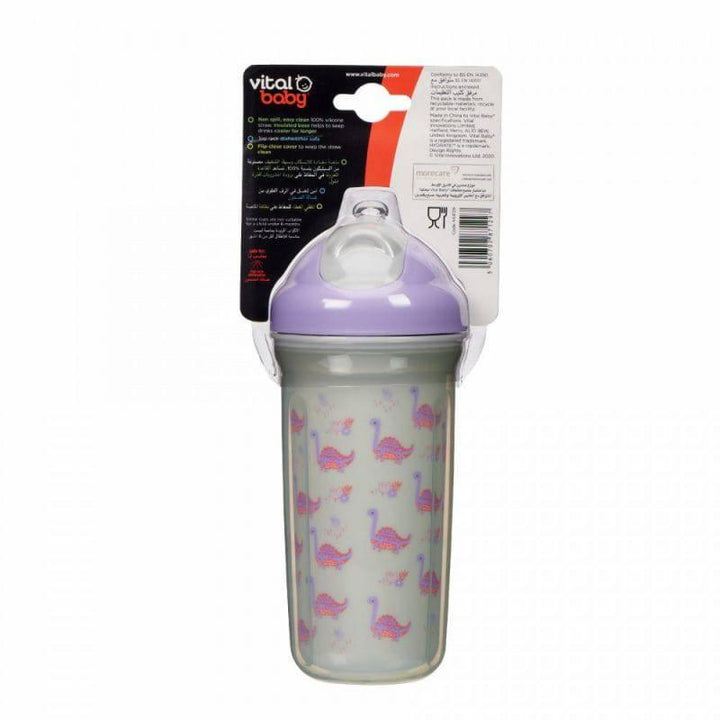 Vital Baby Hydrate Insulated Straw Cup Fizz 12+ months - 340 ml - Grey&Purple - ZRAFH