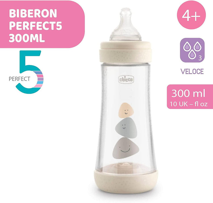 Chicco 5 Perfect intui-flow system 300 ml Feeding Bottle 4m+ Brown - ZRAFH