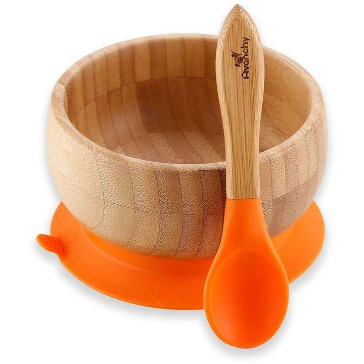 Avanchy Baby Bamboo Stay Put Suction Bowl + Spoon - ZRAFH