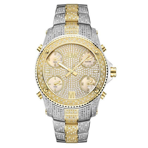 JBW Luxury Men's Jet Setter Watch - 2.34 Carats of Diamonds - Stainless Steel Band - Silver and Gold - Zrafh.com - Your Destination for Baby & Mother Needs in Saudi Arabia