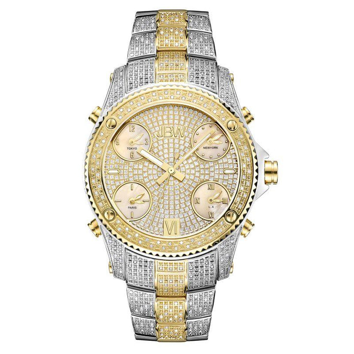 JBW Luxury Men's Jet Setter Watch - 2.34 Carats of Diamonds - Stainless Steel Band - Silver and Gold - Zrafh.com - Your Destination for Baby & Mother Needs in Saudi Arabia