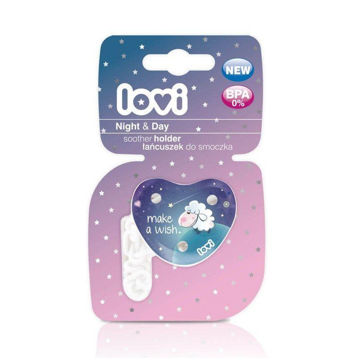 Lovi Night & Day Comforter chain soother holder - Sheep - ZRAFH