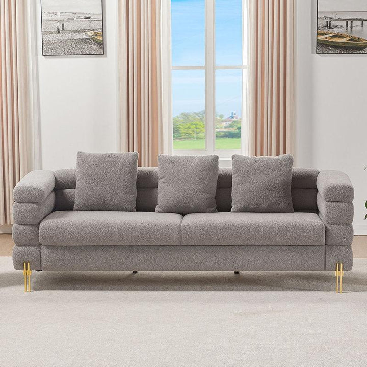 3-Seater Gray Bouclé Sofa By Alhome - Zrafh.com - Your Destination for Baby & Mother Needs in Saudi Arabia