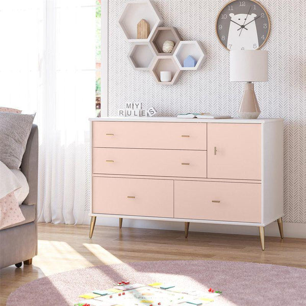 Kids Dresser: 119x49x79 Wood, Pink by Alhome - Zrafh.com - Your Destination for Baby & Mother Needs in Saudi Arabia