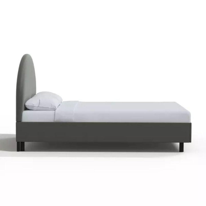 Grey Velvet Serenity: Swedish Wood Super King Bed (200x200x140) by Alhome - Zrafh.com - Your Destination for Baby & Mother Needs in Saudi Arabia