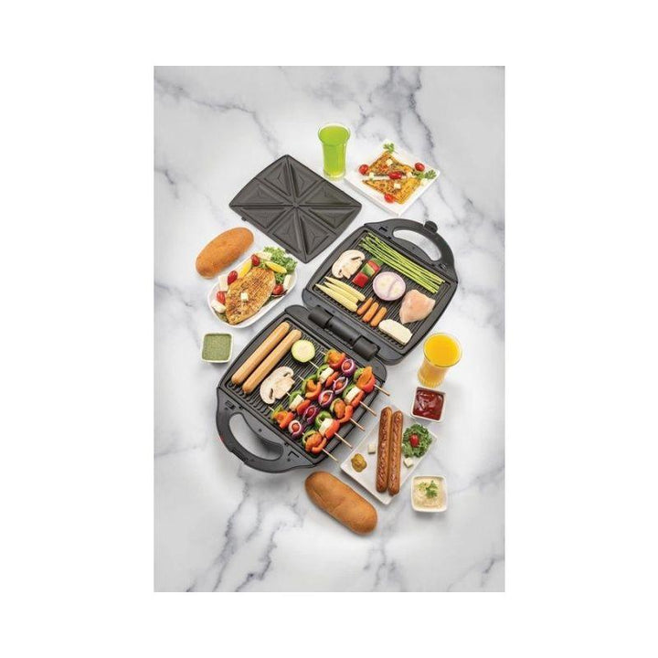 Black And Decker 2 In 1 Sandwich Maker - 4 Slices - 1400 W - Black And Silver - Zrafh.com - Your Destination for Baby & Mother Needs in Saudi Arabia