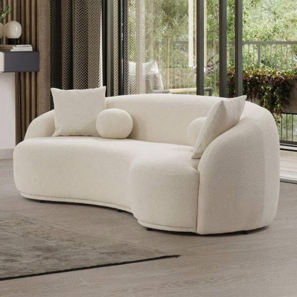 Elegant Beige Boucle 3-Seater Sofa Swedish Wood By Alhome - Zrafh.com - Your Destination for Baby & Mother Needs in Saudi Arabia