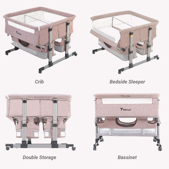 Teknum Twin Bedside Fellow Crib with two Storage Basket - ZRAFH