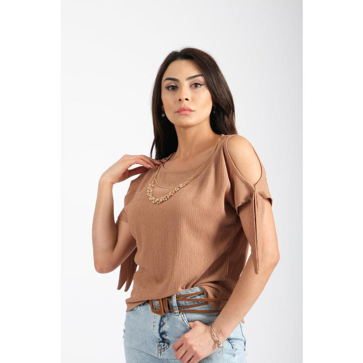 Londonella Top with short sleeves and Golden accessories - 100117 - Zrafh.com - Your Destination for Baby & Mother Needs in Saudi Arabia