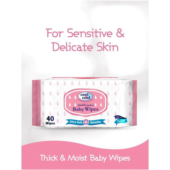 Cool & Cool Baby Wipes Pack of 4 - 160 Pieces - Zrafh.com - Your Destination for Baby & Mother Needs in Saudi Arabia
