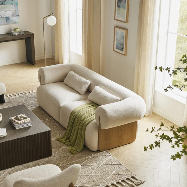 Bouclé Bliss: 3-Seater Sofa in Elegant Beige By Alhome - Zrafh.com - Your Destination for Baby & Mother Needs in Saudi Arabia