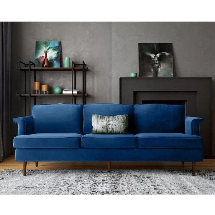 Deep Indigo Retreat: Dark Blue Linen 3-Seater Sofa By Alhome - Zrafh.com - Your Destination for Baby & Mother Needs in Saudi Arabia