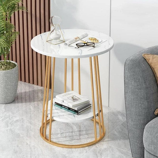 Side Table 45x55 cm - White & Gold By Alhome - Zrafh.com - Your Destination for Baby & Mother Needs in Saudi Arabia