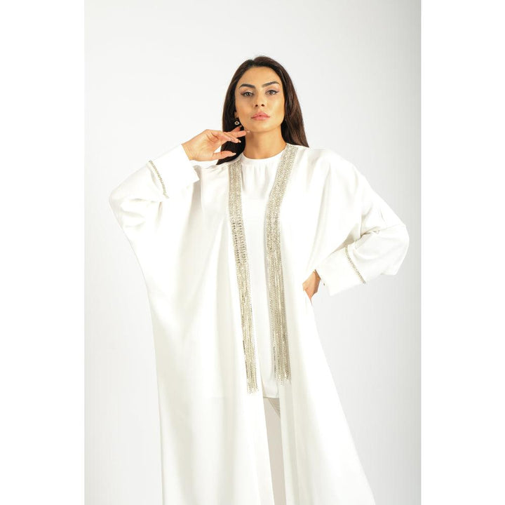 Londonella Women's Long Sleeves Abaya - White - 100243 - Zrafh.com - Your Destination for Baby & Mother Needs in Saudi Arabia