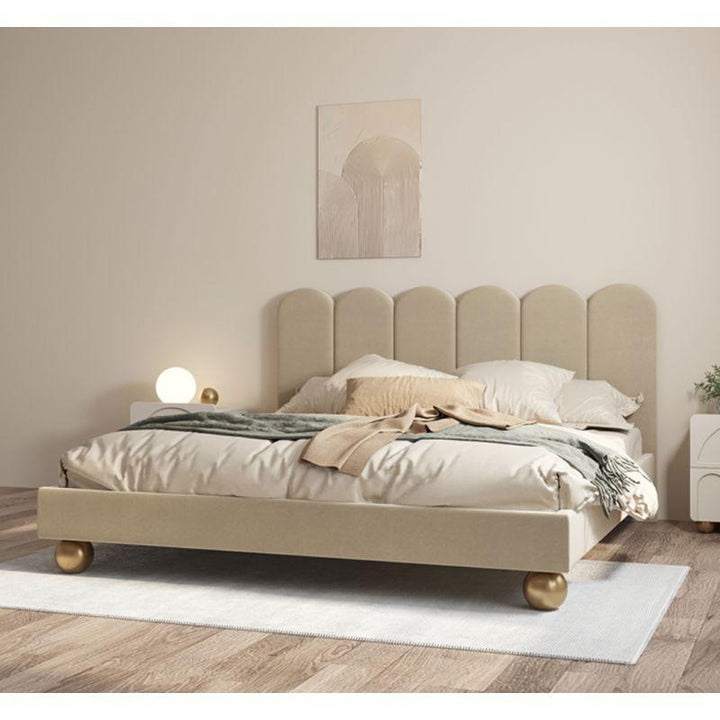 Beige Chanel Super King Bed (200x200x140) by Alhome - Zrafh.com - Your Destination for Baby & Mother Needs in Saudi Arabia