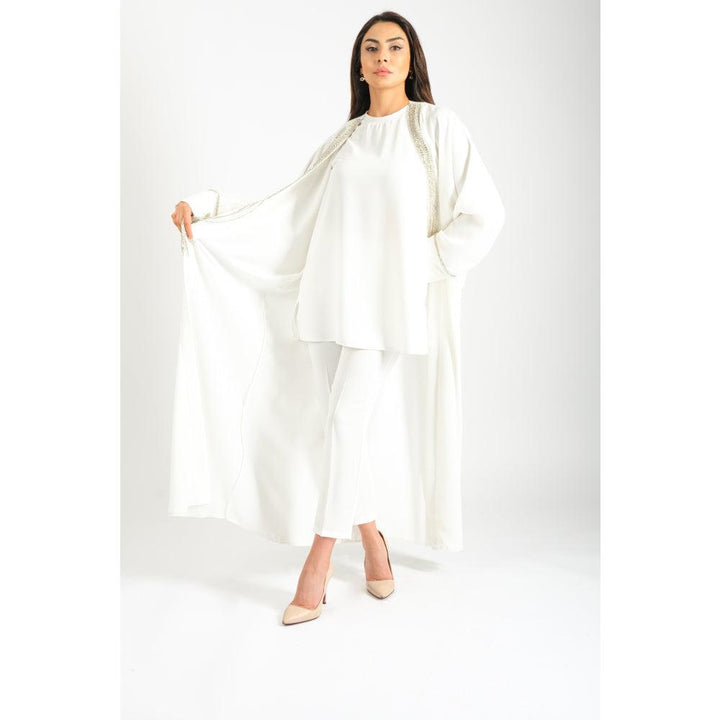 Londonella Women's Long Sleeves Abaya - White - 100243 - Zrafh.com - Your Destination for Baby & Mother Needs in Saudi Arabia