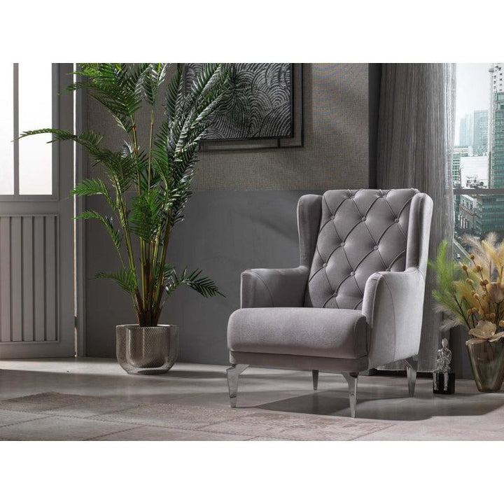 Gray Velvet Chair By Alhome - Zrafh.com - Your Destination for Baby & Mother Needs in Saudi Arabia