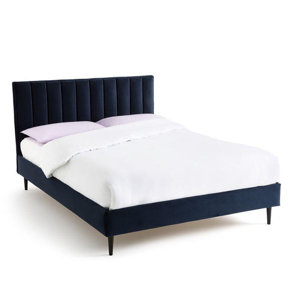 Navy Velvet Nook Single Bed By Alhome - Zrafh.com - Your Destination for Baby & Mother Needs in Saudi Arabia