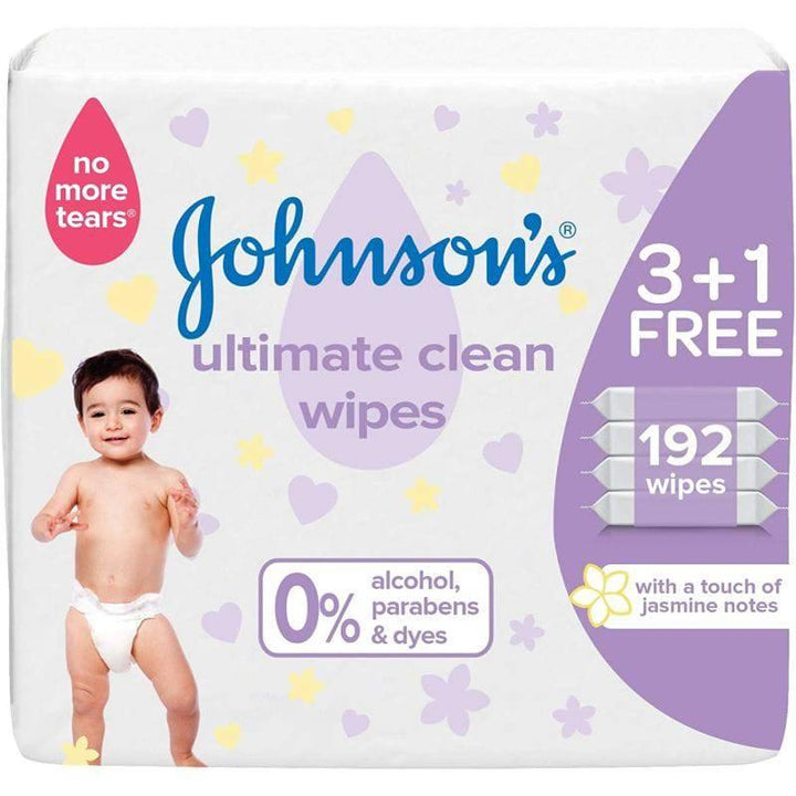 Johnson Baby Wipes Ultimate Clean Jasmine Fragrance - 48 Pads - 3+1 Free pack - ZRAFH