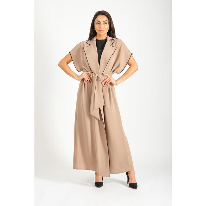 Londonella Women's long Abaya With Short Wide Sleeves & Waist Belt - Camel - 100242 - Zrafh.com - Your Destination for Baby & Mother Needs in Saudi Arabia