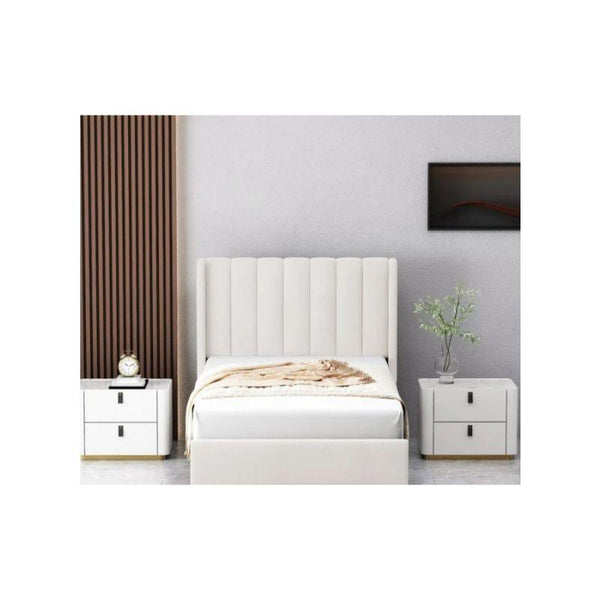 White Linen Single Bed Size 120x200 By Alhome - Zrafh.com - Your Destination for Baby & Mother Needs in Saudi Arabia