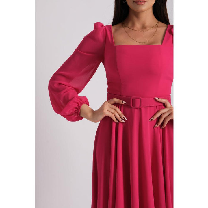 Londonella Women's Short Evening Dress With Long Sleeves & Elegant Waist Belt - 100222 - Zrafh.com - Your Destination for Baby & Mother Needs in Saudi Arabia