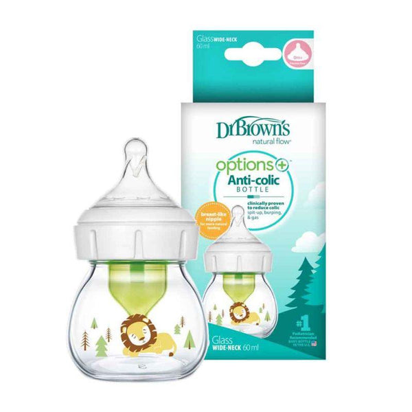 Dr. Brown's Bottle Glass Wide Neck Options Lion Deco - 60 ml - Zrafh.com - Your Destination for Baby & Mother Needs in Saudi Arabia