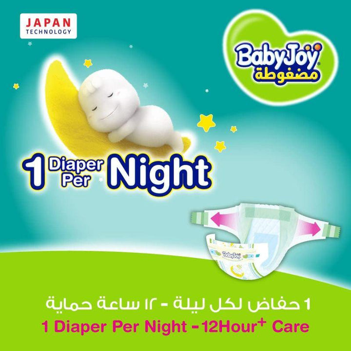 BabyJoy Compressed Diamond Pad Mega Box - Size 4+ - Large+ - 12-21 kg - 168 Diapers - Zrafh.com - Your Destination for Baby & Mother Needs in Saudi Arabia