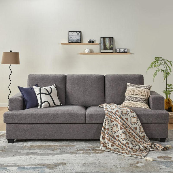 Modern Simplicity: 3-Seater Linen Sofa in Gray By Alhome - Zrafh.com - Your Destination for Baby & Mother Needs in Saudi Arabia