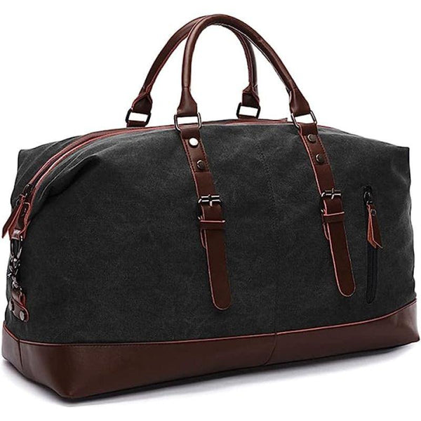 Little Story Weekender Leather Duffle Bag - Black - MR_8655_BL - ZRAFH