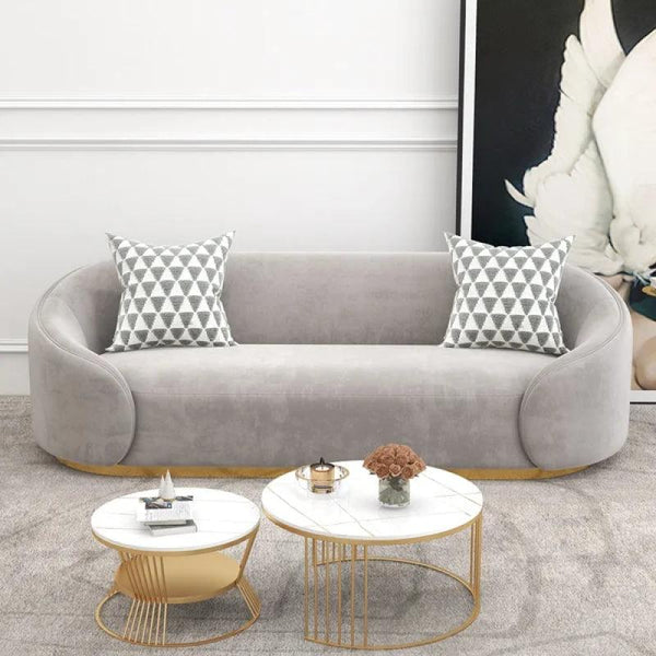 Graceful Grey Contemporary 3-Seater Velvet Sofa By Alhome - Zrafh.com - Your Destination for Baby & Mother Needs in Saudi Arabia