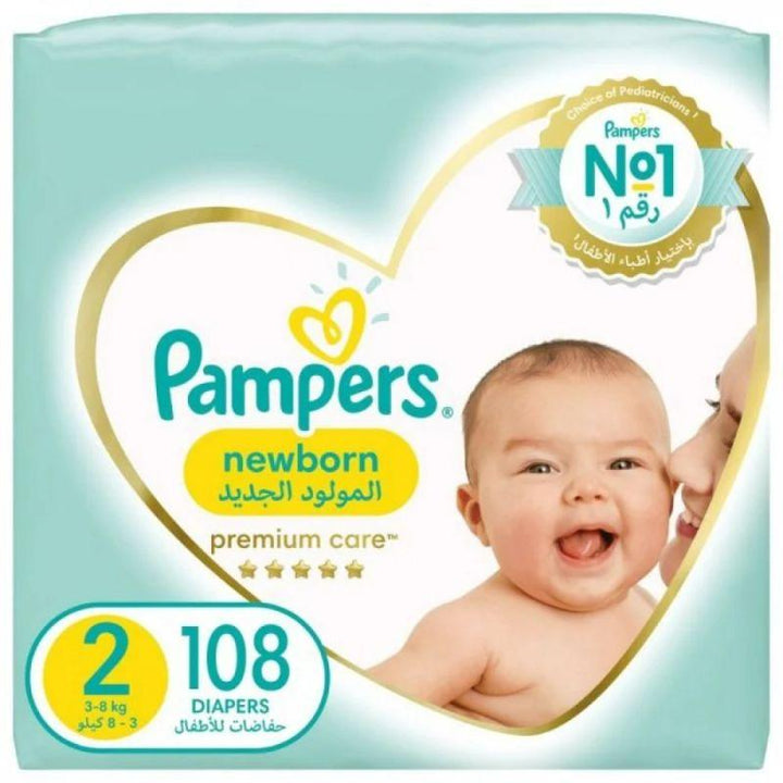 Pampers Premium Care - Size 2 - Mini - 3-8 kg - 108 Diapers - Zrafh.com - Your Destination for Baby & Mother Needs in Saudi Arabia