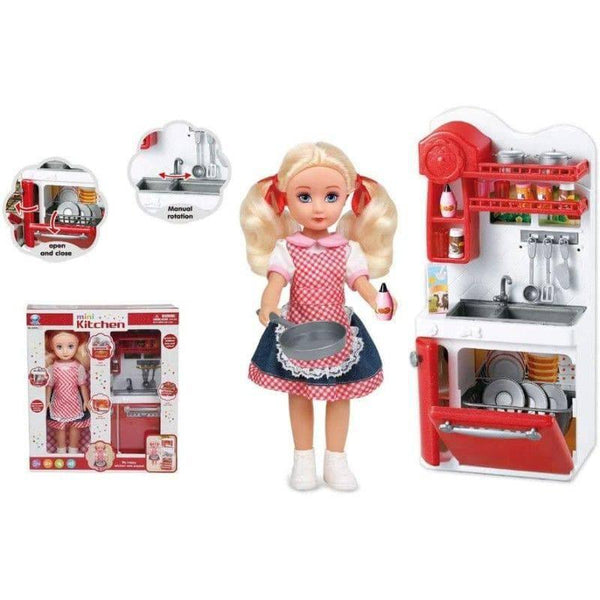 House Set Doll Kitchen Set With Lights And Sounds Pink - 30.3x9.5x33.5 cm 18-66085-2 - ZRAFH